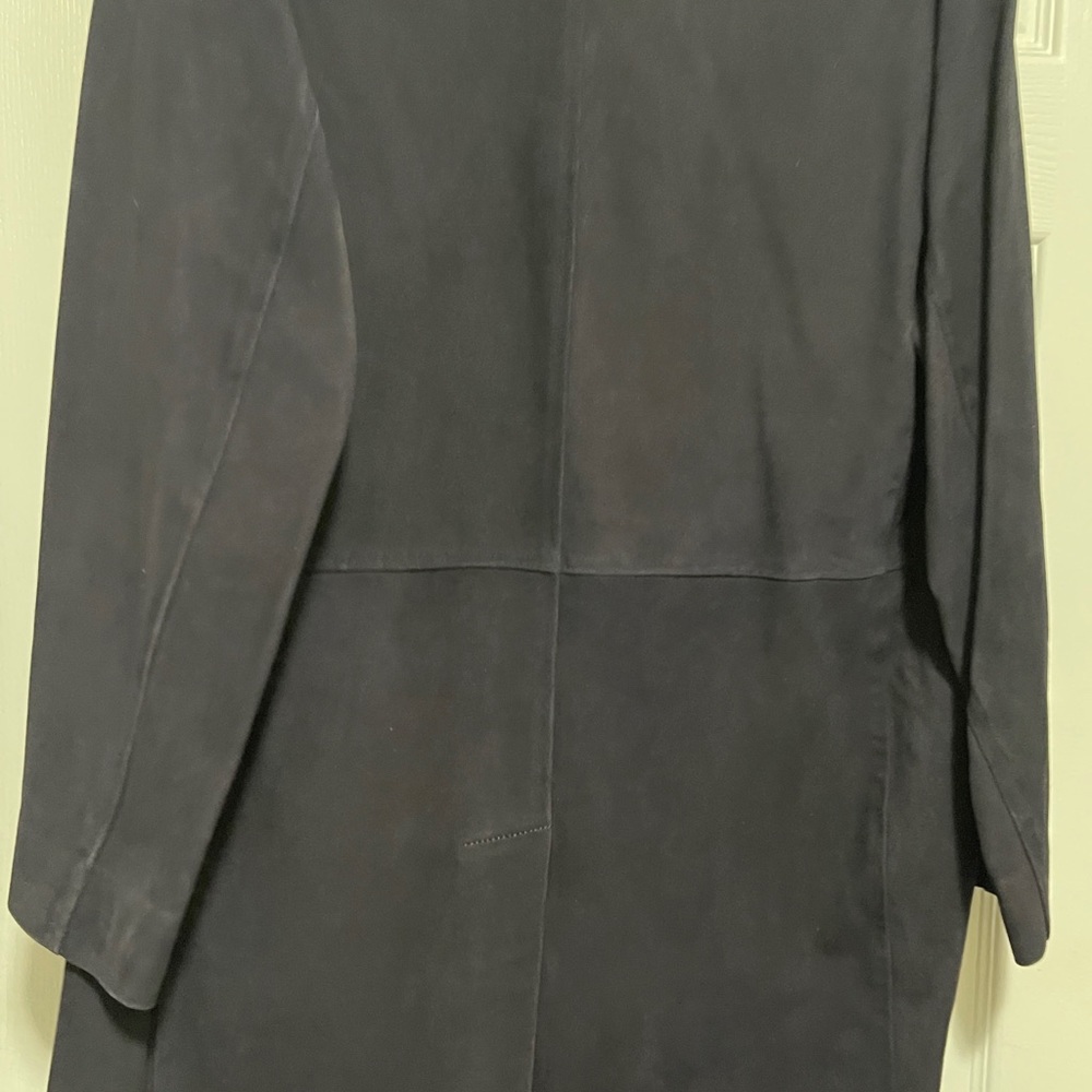 Gerard Darel Navy Gemma Suede Trench Coat with Mid-Thigh Length and Relaxed Fit - Picture 14 of 16
